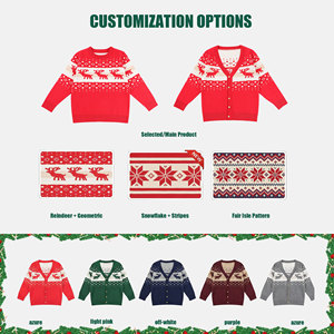 Puresun Prix de gros Cardigans pour filles personnalisés en tricot jacquard motif <span class=keywords><strong>renne</strong></span>, doux, chauds pour l'hiver de Noël, col en V, à simple boutonnage - Product Image 5
