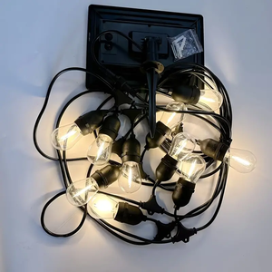Luces colgantes alimentadas por energía solar Edison A60 S14 E27 patio trasero café jardín gazebo LED al aire libre festón luces de cadena - Product Image 1