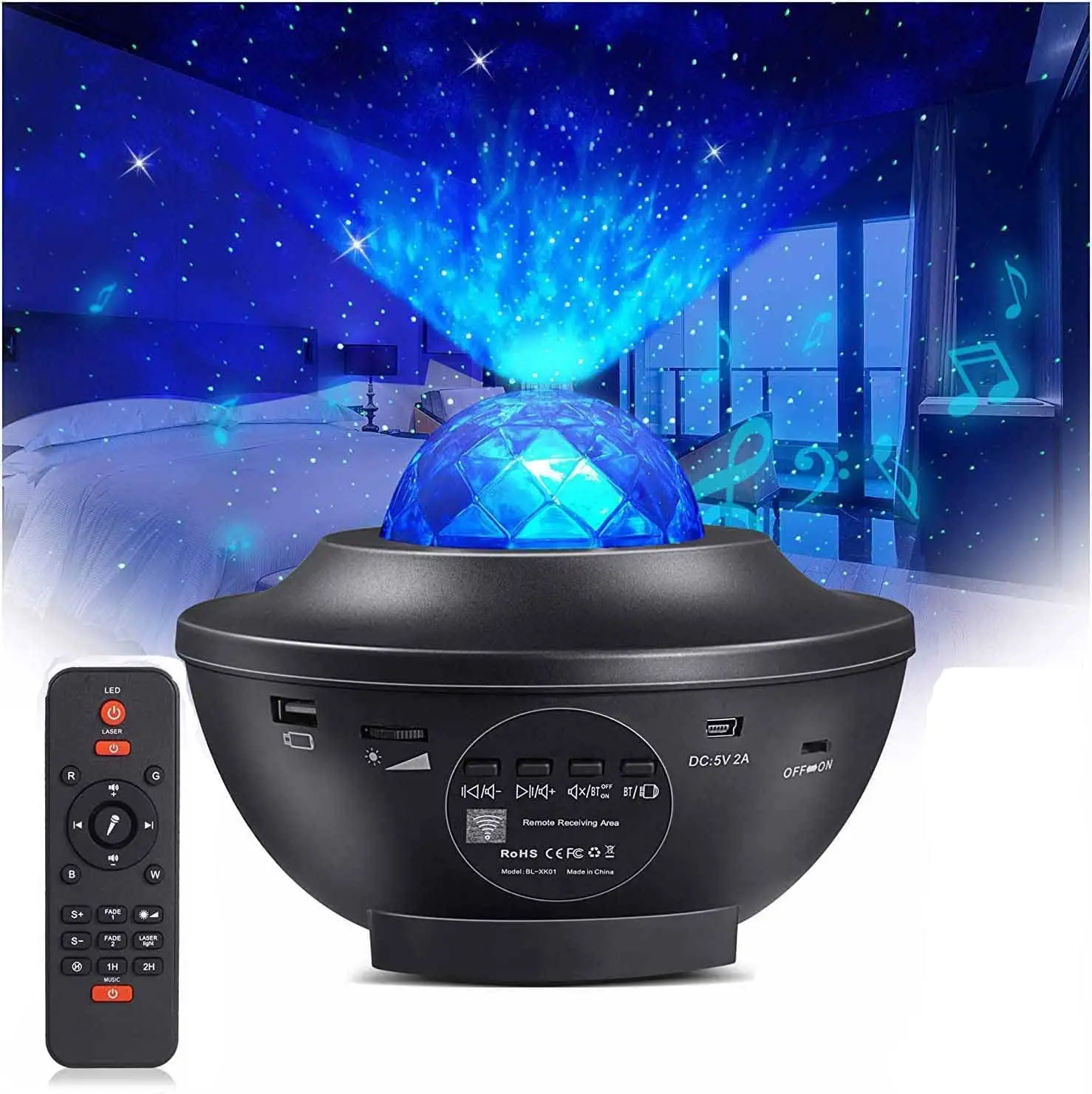 Galaxy Light Projector with Ocean Wave Projector Music Speaker for Baby Kids Adults Bedroom Decoration Birthday Party