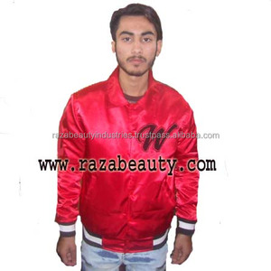 Wholesale Custom Eco-Friendly Breathable <b>Summer</b> <b>Men's</b> Satin Bomber Varsity <b>Jacket</b> with Embroidery - Product Image 4