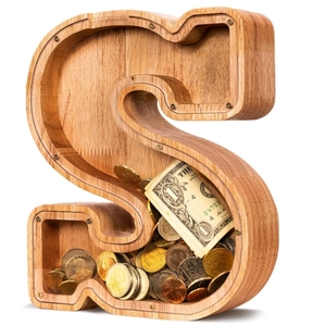 Salvadanaio in Legno di Alta Qualità con Coperchio Trasparente, Scatola Regalo, Contenitore per Risparmi <span class=keywords><strong>e</strong></span> Depositi - Product Image 1