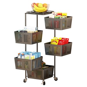 Estante de metal giratorio de 360 grados, organizador de 4 niveles para cocina, soporte para fruta, carrito de almacenamiento, cesta de patatas y cebolla, nuevo - Product Image 1