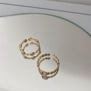 Luxe Or Bague Femmes Perle Zircon Anneau De Mode Bijoux Anneaux En Or pour Femmes Souvenir Cadeau D'anniversaire - Product Image 5