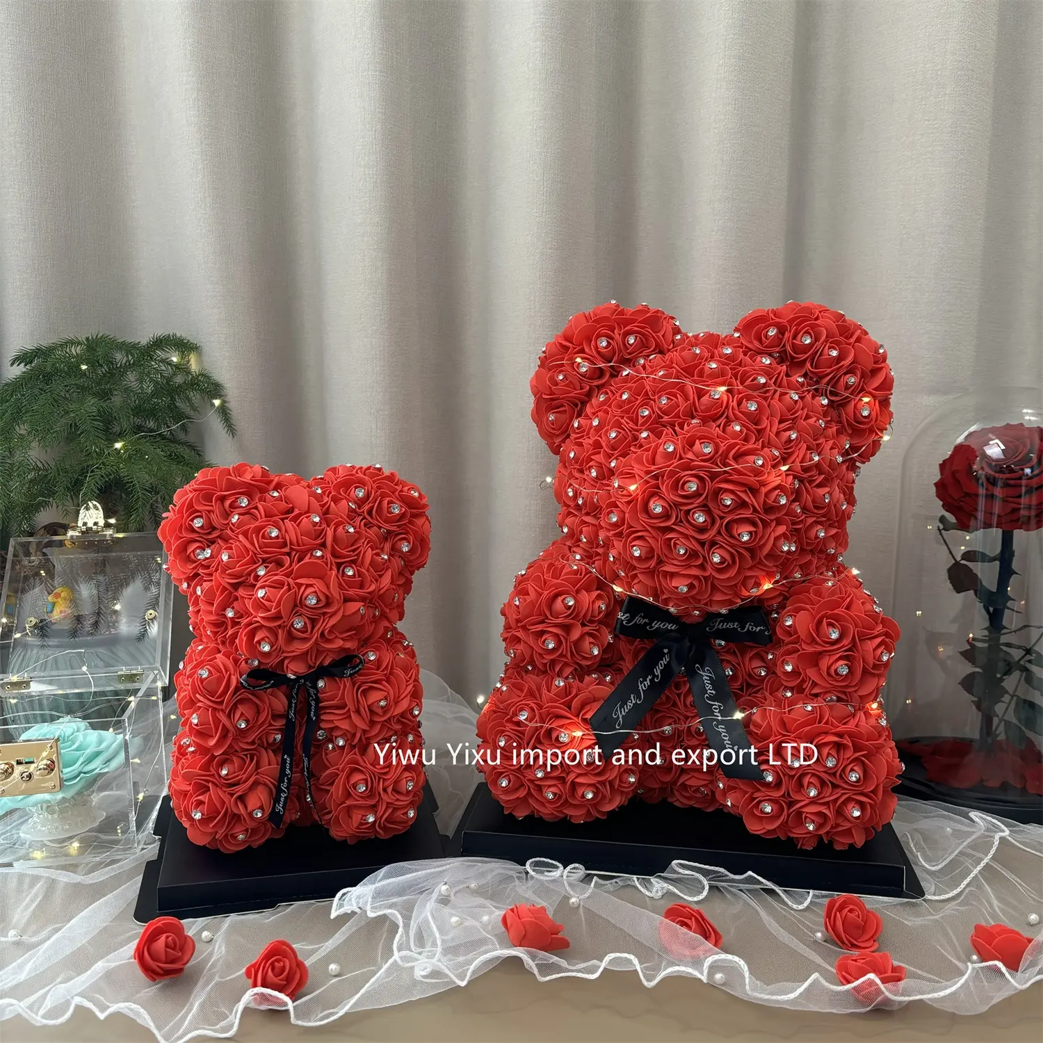 2024 Luxe Handgemaakte Cadeau Valentijnsdag Cadeaus Moederdag Geschenken Roos Teddybeer 25Cm 40Cm 70Cm Rozenbeer