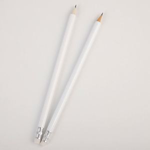 Crayons en bois graphite personnalisés en vrac avec logo imprimé, blancs et vierges, avec gomme, papeterie promotionnelle Jw1146 - Product Image 2