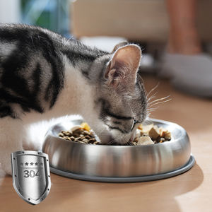 Schlussverkauf rostfreier Stahl Haustierschüssel rutschfest leicht zu reinigen Haustierfütterer Gummisockel Hundebussel - Product Image 3