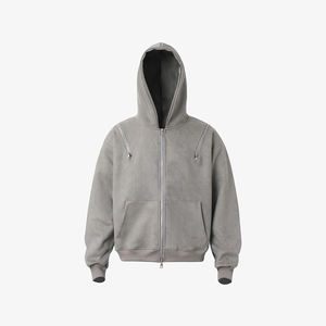 KingSen OEM – Sweat à capuche d'hiver uni en molleton bouclette 100 % coton épais, personnalisable avec logo brodé et multiples fermetures éclair, impression numérique - Product Image 5