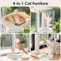 Perchoir pour chat sur fenêtre L'Assume personnalisé, griffoir haut de 44 pouces, arbre à chat réglable en sisal, capacité de 33 lb, hamac à ventouses pour usage intérieur