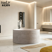 Baignoire d'extérieur ronde autoportante de style Wabi-sabi pour villas, gîtes et hôtels