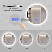 ShenLan 12V 5A 60W Désembueur intelligent à capteur tactile anti-buée pour miroir, avec affichage de l'heure/température, 6 touches, trois couleurs, indice de protection IP24
