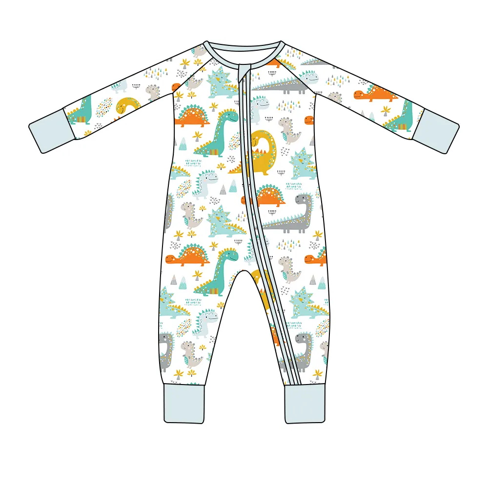 Customsized toptan çocuk pijamaları bebek erkek kız giysileri ipek romper çocuk pijama bambu pamuk setleri çocuk onesie