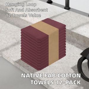 Paños de Cocina de Algodón Chino Native Fab con Asa para Colgar, 16x26 Pulgadas, Paquete de 12, Tejido Waffle, Suaves y Absorbentes para Limpieza y Secado - Product Image 2