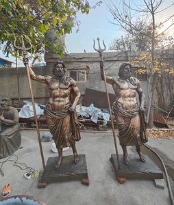 Statue de Neptune Poséidon en Bronze - Sculpture Artisanale du Dieu <span class=keywords><strong>Grec</strong></span> avec Trident, Finition Antique, Technique de Brossage, Forme Personnalisée / Jardin - Product Image 3