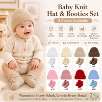 Gorro y botines de punto para recién nacido, 2 piezas, estilo hecho a mano, suaves, de ganchillo, para regalo de baby shower