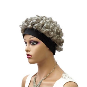 Perruques courtes bouclées pour femmes avec bandeau, en cheveux humains gris, pour le Nouvel An chinois - Product Image 5