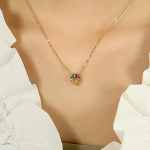 Collar con Colgante de Moda, Aleación de Zinc, Engaste Pavé, Estrella, Cruz, Corazón, Trébol de Cuatro Hojas, Joyería de Regalo - Product Image 4