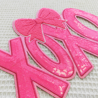 Nouveau Design Saint Valentin Presse à Chaud Patch Personnalisé Grand XOXO Paillettes Paillettes Chenille Broderie Fer sur Patchs pour Vêtements