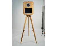 Photobooth en bois vintage couleur bois naturel avec flight case et support d'imprimante pour QW410 DS620 RX1