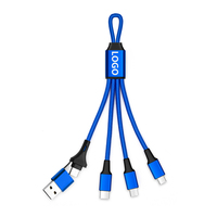Câble de charge USB multi-ports 5-en-1 portable avec porte-clés, en nylon durable, chargeur universel pour smartphone, cadeau électronique promotionnel
