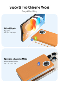 พาวเวอร์แบงค์แบบกึ่งแข็ง 10000 มิลลิแอมป์ชาร์จไร้สายเร็วสำหรับ <span class=keywords><strong>iPhone</strong></span> 17 Pro/16/15/14 Airpods เคสหนังพาวเวอร์แบงค์ - Product Image 5