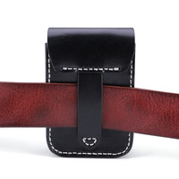 Étui à cigarettes vintage en cuir tanné végétal pour homme, petite pochette à outils, sacoche de ceinture portable décontractée en cuir véritable fait main pour l'extérieur