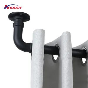 ARODDY 48 To 84 Inch Adjustable Black Curtain Rod Set With Easy Installation And Modern Design Heavy Duty Curtain Rods