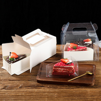 Couche de gâteau mousse transparente à poignée Ins Tranche de gâteau Pâtisserie Rouleau de gâteau Emballage de dessert Boîte en papier à emporter avec fenêtre