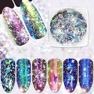 Lentejuelas Camaleón para Decoración de Uñas, Purpurina Láser, Hojuelas Holográficas, Polvo de Espejo Galáctico 3D, 3 Cajas - Product Image 1