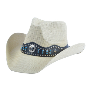 Western Summer Hard Brim Fedora Chapeau de soleil extérieur pour hommes et femmes Style pêcheur Chapeau de <span class=keywords><strong>cowboy</strong></span> à large bord avec <span class=keywords><strong>accessoire</strong></span> en cuir et métal - Product Image 2