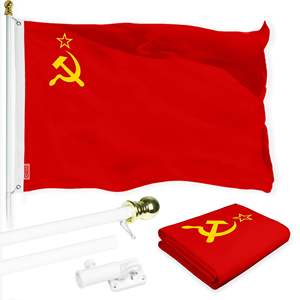 Paquete Combinado Db: Asta de Bandera Giratoria de Aluminio de 6 Pies con Bandera de la URSS de 3x5 Pies, Diseño Anti-Enredos para un Vuelo sin Problemas - Product Image 1