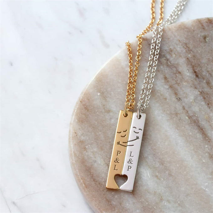 Collier barre d'amitié personnalisé, pièce, ensemble de bijoux