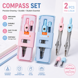 Set di Compassi Personalizzati OEM con Logo, Rosa e Blu, Compasso di Precisione per Studenti, Insegnanti, Ufficio e Forniture Scolastiche - Product Image 5