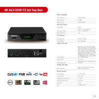 Récepteur DVB-T2 4K AC4 OEM ODM avec prise EU, décodeur TV numérique DVB-T2