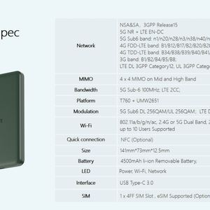 ZTE 5G/4G 4500mAh WiFi5 5G พ็อกเก็ตไวไฟ U30 Air - Product Image 4