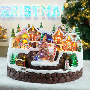Nouveauté 2025 Cadeau de Noël Village de bonbons LED musical d'intérieur Gingerbrear avec train rotatif et patineurs mobiles - Product Image 1