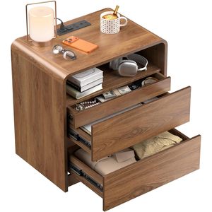 Oransail Modern Nightstand <b>Walnut</b> 23.8 Inches With Hidden Drawers Storage Bedside <b>Table</b> Mid Century Design - Product Image 1