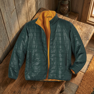 Blouson matelassé streetwear pour homme, coupe-vent, col montant, fermeture éclair, vert automne, rembourrage polyester, coupe droite - Product Image 3