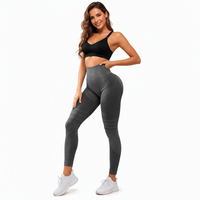 Leggings de yoga sans couture ultra-élastiques taille haute effet push-up en Spandex/Nylon pleine longueur pour femme