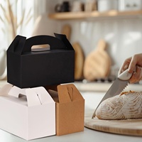 Boîte cadeau en papier noir imprimée sur mesure avec poignée, logo personnalisé, impression de dessins animés, emballage pour bonbons et gâteaux pour fêtes d'enfants, boîte à dragées, vente en gros