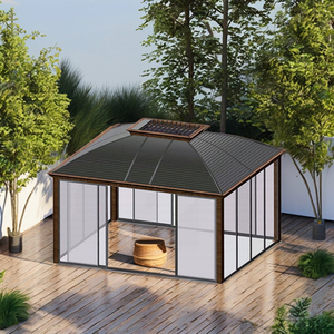 Pergola <span class=keywords><strong>de</strong></span> <span class=keywords><strong>jardin</strong></span> extérieure en aluminium réglable avec toit à lames orientables, imperméable et thermolaquée, pour petits et grands espaces verts - Product Image 1