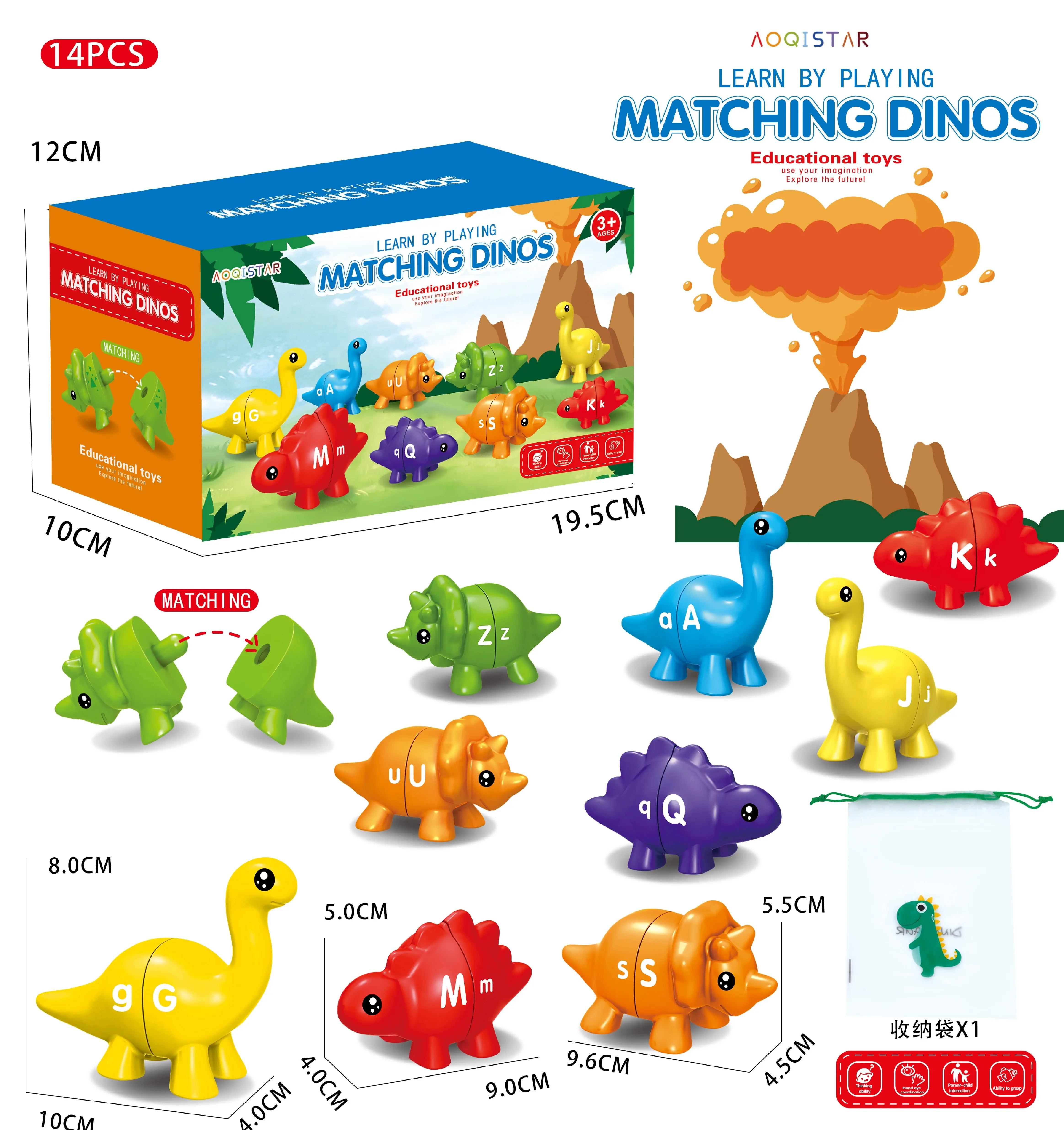 Pädagogisches Snap-n-Learn Matching Dinosaurs, Kleinkind-Feinmotorik-Lernspiel, Zählen und Sortieren von Spielzeug, Sensory Bin Toys