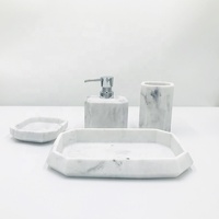 Ensemble de 4 pièces de luxe pour salle de bain, cuisine et décoration intérieure – Accessoires de salle de bain en résine