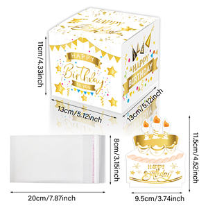 Huancai สุขสันต์วันเกิดกล่อง<span class=keywords><strong>เงิน</strong></span><span class=keywords><strong>ดึง</strong></span>ออกกระเป๋าผู้ถือเงินสดของขวัญเซอร์ไพร์สกล่องกระดาษคุกกี้กล่อง Goody สําหรับอุปกรณ์งานปาร์ตี้ - Product Image 5