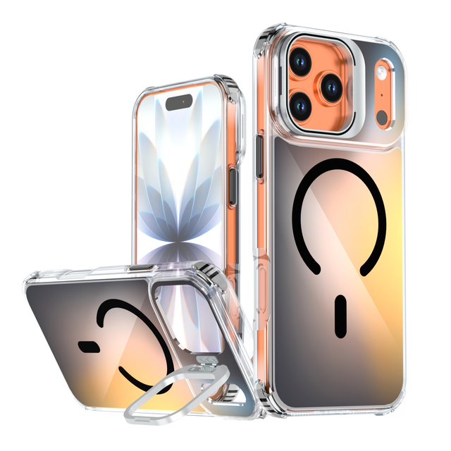 Camera Lens Stand Phone Case for iPhone 11 12 13 14 15 16 17 Pro Max Magnetic Shockproof Back Cover with Kickstand