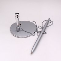 Présentoir de stylo de bureau de nouveauté en métal argenté avec des ensembles de cadeaux promotionnels de logo de 1.0mm