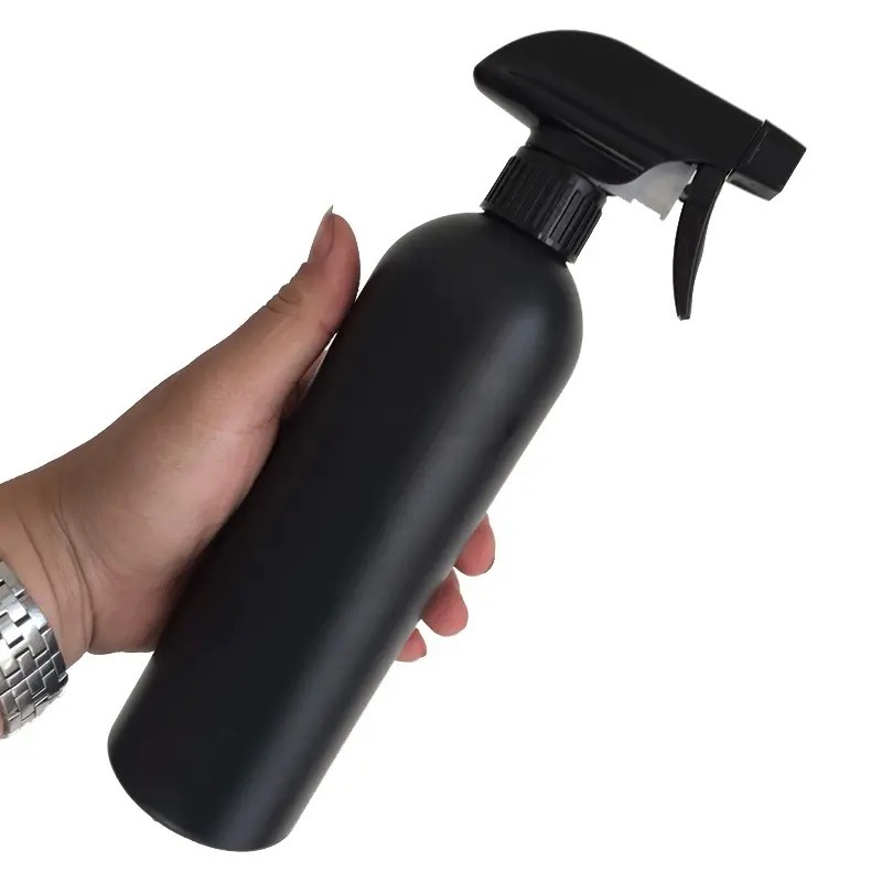 Atacado 500ml HDPE Matte Black Cor Personalizada Plástico Boston Round Mini Gatilho Pulverizador Quarto Fine Mist Spray Garrafa