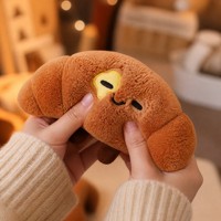Peluche personnalisée en forme de pain grillé ou croissant, super douce et bouclée, avec logo, pour cadeau d'enfant, boutique