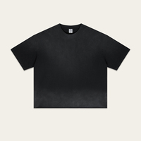 T-shirt décontracté ample à manches courtes pour homme, style rétro américain, motif cheval vaporisé, coupe carrée, 100 % coton lavé, collection été 2026