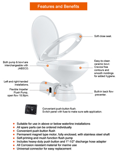 Seaflo thường xuyên kích thước lớn hơn điện trọng lực hệ thống nhà vệ sinh biển 12V tự động tuôn ra vuông một mảnh hiện đại cho RV/du thuyền/Biển - Product Image 3