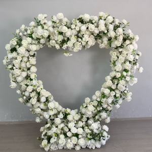 S1090 Arreglo Floral Artificial para Boda, Fondo de Rosas de Seda con Corazón Rojo para Decoración de Fiestas de Boda - Product Image 5